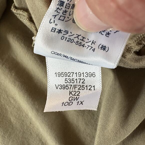 Lands' End Women 1X (16W-18W) Olive Green Long Sleeve Button Down Tunic Shirt - Picture 13 of 15